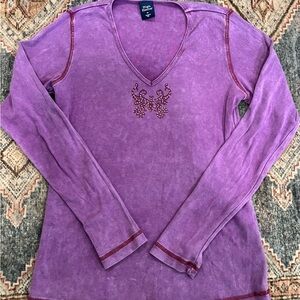 Vintage High Sierra Purple Embellished Long Sleeve Top
